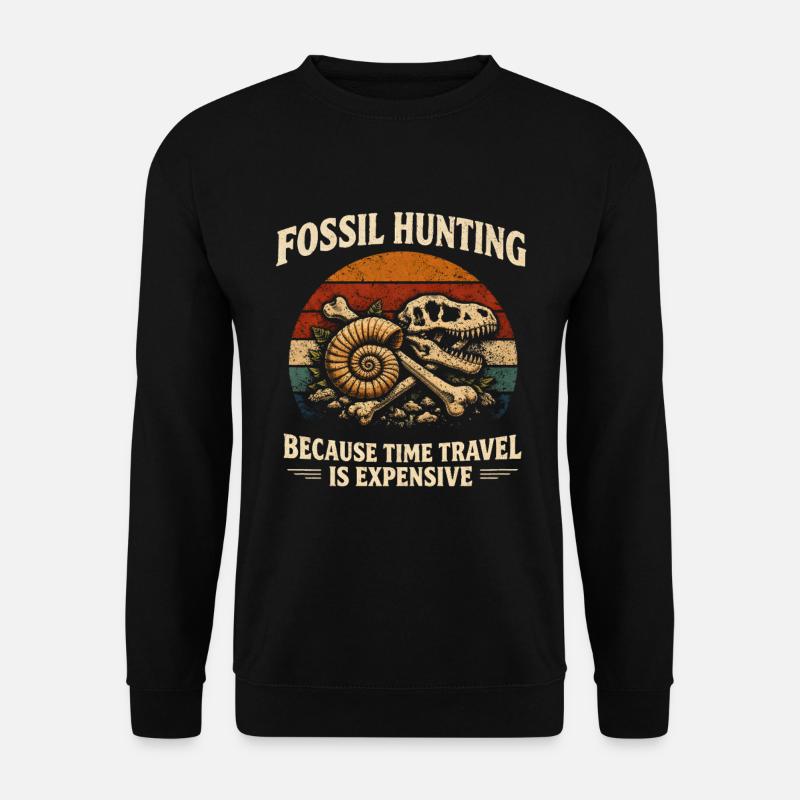 Fossilienjagd statt Zeitreise | Paläontologie - Unisex Pullover - Schwarz