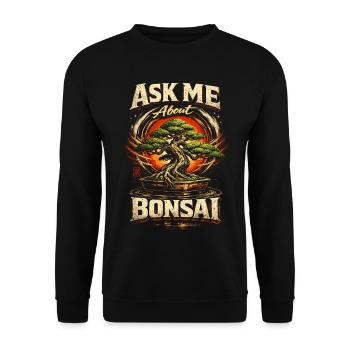 Bonsaibaum Ask Me About Bonsai - Unisex Pullover - Schwarz - Vorne - Alina (178cm) & Michal (187cm)