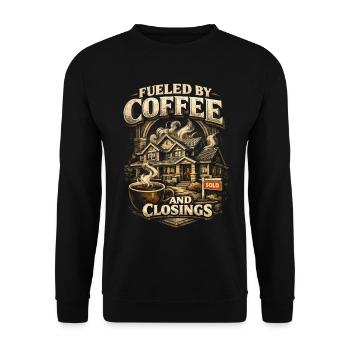 Café et clôtures de courtiers agents immobiliers - Sweat-shirt Unisexe - noir - Devant - Alina (178cm) & Michal (187cm)