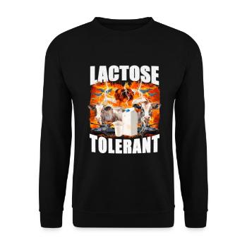 Lactose Tolerant Sarcasm Meme - Unisex Sweatshirt - black - Front - Alina (178cm) & Michal (187cm)