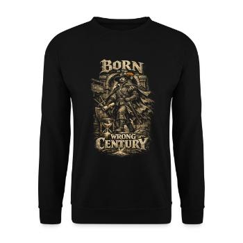 Mittelalterfest Mittelaltermarkt Wrong Century - Unisex Pullover - Schwarz - Vorne - Alina (178cm) & Michal (187cm)