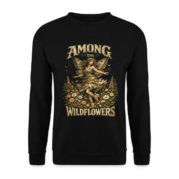 Fairycore Fairy Gothic Among The Wildflowers - Unisex Sweatshirt - black - Front - Alina (178cm) & Michal (187cm)