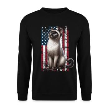 Chat siamois US Siamkatze - Sweat-shirt Unisexe - noir - Devant - Alina (178cm) & Michal (187cm)