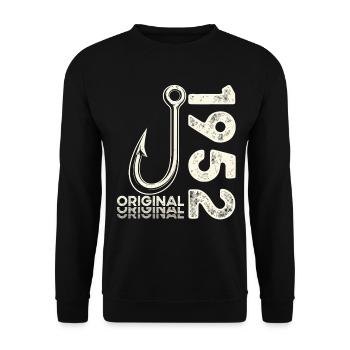 74th Birthday Gift Angler Fishing Man 1952 - Unisex Sweatshirt - black - Front - Alina (178cm) & Michal (187cm)