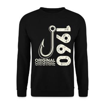 66th Birthday Gift Angler Fishing Man 1960's - Unisex Sweatshirt - black - Front - Alina (178cm) & Michal (187cm)