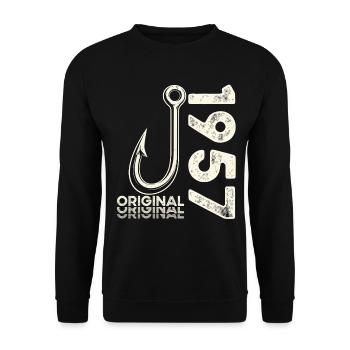 69th Birthday Gift Angler Fishing Man 1957 - Unisex Sweatshirt - black - Front - Alina (178cm) & Michal (187cm)