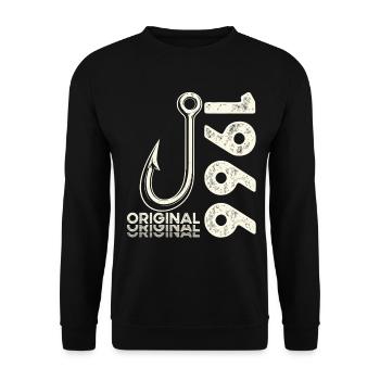 60th Birthday Gift Angler Fishing Man 1966 - Unisex Sweatshirt - black - Front - Alina (178cm) & Michal (187cm)