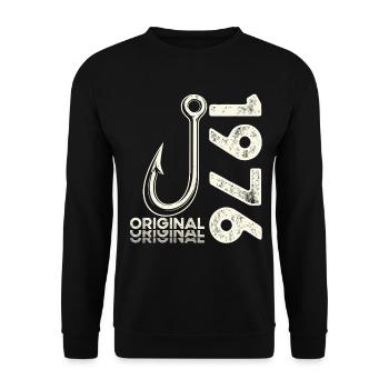 50th Birthday Gift Angler Fishing Man 1976 - Unisex Sweatshirt - black - Front - Alina (178cm) & Michal (187cm)