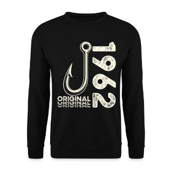 64th Birthday Gift Angler Fishing Man 1962 - Unisex Sweatshirt - black - Front - Alina (178cm) & Michal (187cm)