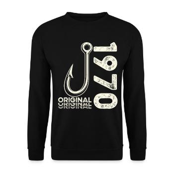 56th Birthday Gift Angler Fishing Man 1970's - Unisex Sweatshirt - black - Front - Alina (178cm) & Michal (187cm)