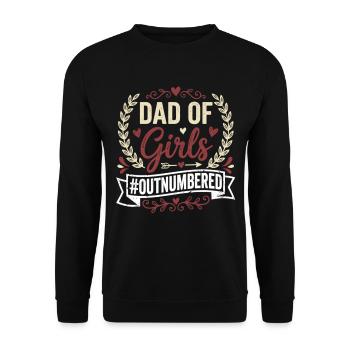 Dad of Girls Outnumbered Papa Girl Saying - Unisex Sweatshirt - black - Front - Alina (178cm) & Michal (187cm)