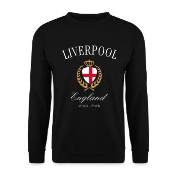 Liverpool England Coat of Arms Crown – Travel Souvenir - Unisex Sweatshirt - black - Front - Alina (178cm) & Michal (187cm)