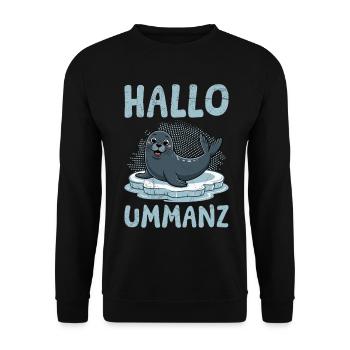 Ostsee Insel UMMANZ HALLO UMMANZ Lustiges - Unisex Pullover - Schwarz - Vorne - Alina (178cm) & Michal (187cm)
