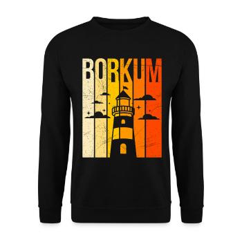 Borkumer Insel BORKUM Nordsee Urlaub Lustig - Unisex Pullover - Schwarz - Vorne - Alina (178cm) & Michal (187cm)