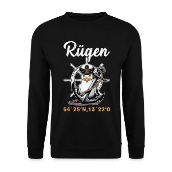 INSEL RÜGEN OSTSEE Rügen Urlaub Lustiges - Unisex Pullover - Schwarz - Vorne - Alina (178cm) & Michal (187cm)