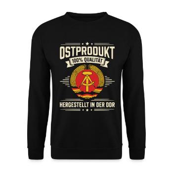 Ostprodukt DDR 100 Prozent Qualität Ostalgie - Unisex Pullover - Schwarz - Vorne - Alina (178cm) & Michal (187cm)