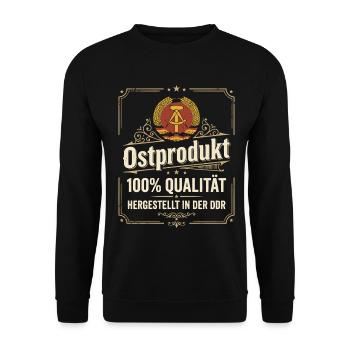 Ostprodukt DDR 100 Prozent Qualität Nostalgie - Unisex Pullover - Schwarz - Vorne - Alina (178cm) & Michal (187cm)