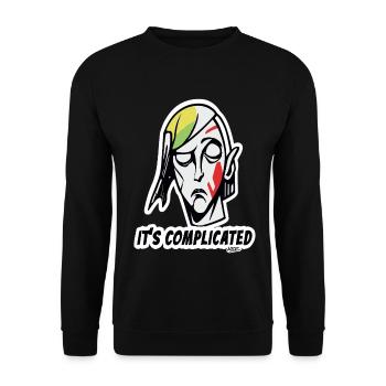Abstraktes Gesicht Kompliziert - Unisex Pullover - Schwarz - Vorne - Alina (178cm) & Michal (187cm)