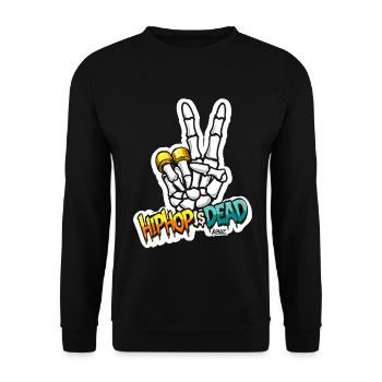 Knochen und Skelett-hand Peace Sign Streetwear - Unisex Pullover - Schwarz - Vorne - Alina (178cm) & Michal (187cm)