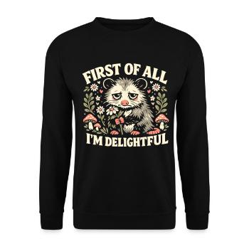 Charmantes Opossum - Unisex Pullover - Schwarz - Vorne - Alina (178cm) & Michal (187cm)