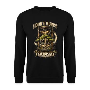 Bonsaibaum I Don't Hurry I Bonsai - Unisex Pullover - Schwarz - Vorne - Alina (178cm) & Michal (187cm)