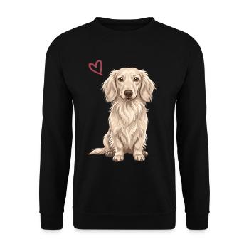 Teckel blanc, teckel blanc anglais - Sweat-shirt Unisexe - noir - Devant - Alina (178cm) & Michal (187cm)
