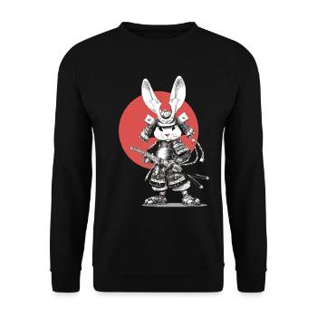 Samouraï Lapin en armure avec un katana - Sweat-shirt Unisexe - noir - Devant - Alina (178cm) & Michal (187cm)