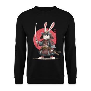 Bunny Samurai in Armor - Unisex Sweatshirt - black - Front - Alina (178cm) & Michal (187cm)