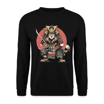 Samurai Lion in Armour - Unisex Sweatshirt - black - Front - Alina (178cm) & Michal (187cm)