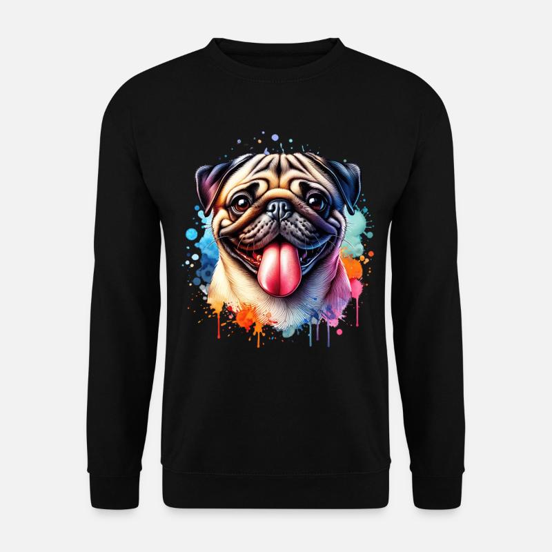 Mops Motiv - Unisex Pullover - Schwarz
