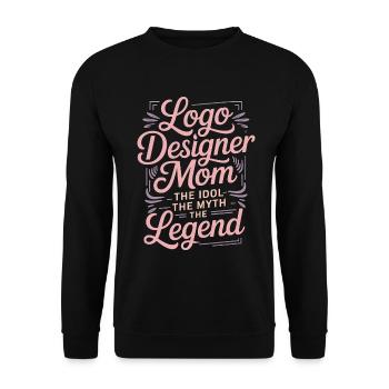 Designer de logos Maman L’idole Spécialiste de la marque - Sweat-shirt Unisexe - noir - Devant - Alina (178cm) & Michal (187cm)