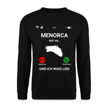Menorca Ruft An Urlaub Balearen Insel Idee - Unisex Pullover - Schwarz - Vorne - Alina (178cm) & Michal (187cm)