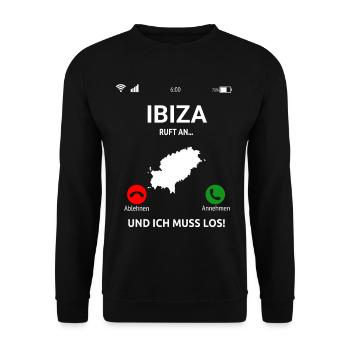 Ibiza Ruft An Urlaub Balearen Insel Idee - Unisex Pullover - Schwarz - Vorne - Alina (178cm) & Michal (187cm)