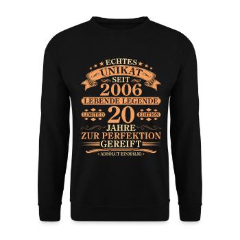 Unikat seit 2006 Jahrgang – 20. Geburtstag - Unisex Pullover - Schwarz - Vorne - Alina (178cm) & Michal (187cm)