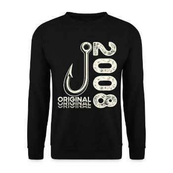 18th Birthday Gift Angler Fishing Man 2008 - Unisex Sweatshirt - black - Front - Alina (178cm) & Michal (187cm)