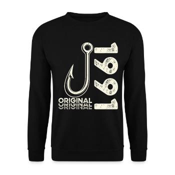 35th Birthday Gift Angler Fishing Man 1991 - Unisex Sweatshirt - black - Front - Alina (178cm) & Michal (187cm)