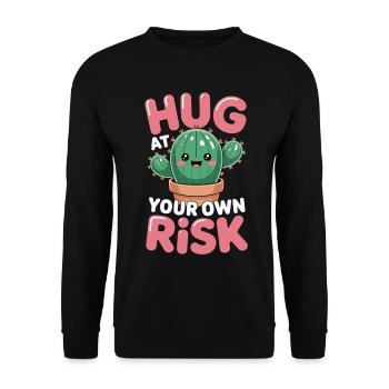 Chemise amusante avec un câlin au cactus et un joli t-shirt amusant - Sweat-shirt Unisexe - noir - Devant - Alina (178cm) & Michal (187cm)