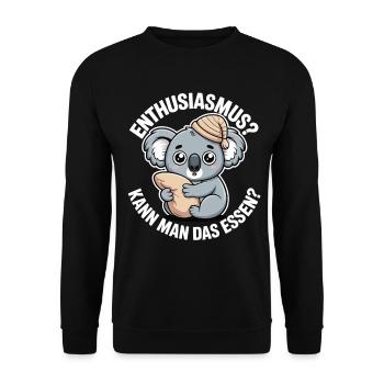 Introvert Humor Koala Essen Motivation Shirt - Unisex Pullover - Schwarz - Vorne - Alina (178cm) & Michal (187cm)