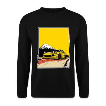 Fuji Drift Car Aufkleberkunst - Unisex Pullover - Schwarz - Vorne - Alina (178cm) & Michal (187cm)
