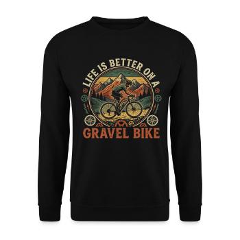 Gravel Bike Bike Adventure Mountains - Unisex Sweatshirt - black - Front - Alina (178cm) & Michal (187cm)