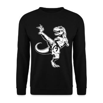 Taekwondo Dinosaur Martial Arts Kids Karate - Unisex Sweatshirt - black - Front - Alina (178cm) & Michal (187cm)