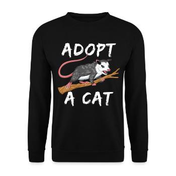 Funny Opossum T-Shirt - Misidentified Adopt a Cat  - Unisex Sweatshirt - black - Front - Alina (178cm) & Michal (187cm)