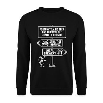 Fortunately No Beer Strait of Hormuz Humor - Unisex Sweatshirt - black - Front - Alina (178cm) & Michal (187cm)