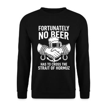 Fortunately No Beer Strait of Hormuz Handshake - Unisex Sweatshirt - black - Front - Alina (178cm) & Michal (187cm)
