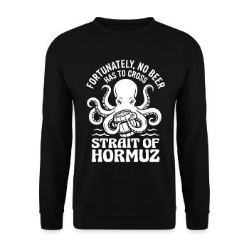 Fortunately No Beer Strait of Hormuz Humor - Unisex Sweatshirt - black - Front - Alina (178cm) & Michal (187cm)