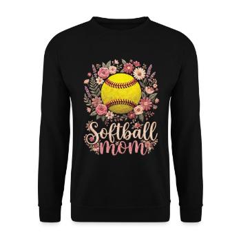 Floral Softball Mom Mother - Unisex Sweatshirt - black - Front - Alina (178cm) & Michal (187cm)