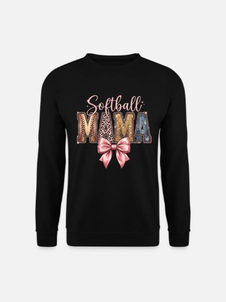 Softball Mama Coquette Leopard Bow - Unisex Sweatshirt - black