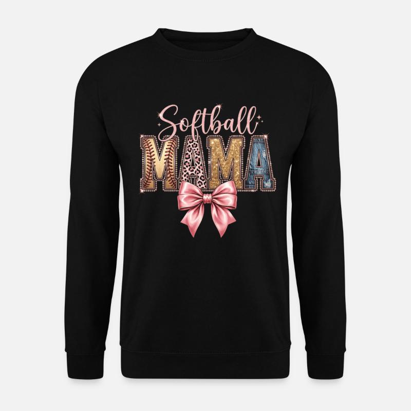 Softball Mama Coquette Leopard Bow - Unisex Sweatshirt - black