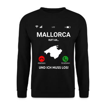 Mallorca Ruft An Urlaub Outfit Reise Malle Idee - Unisex Pullover - Schwarz - Vorne - Alina (178cm) & Michal (187cm)