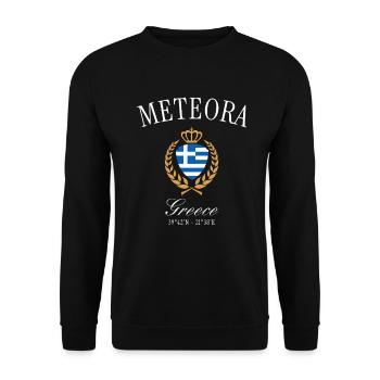 Meteora Griechenland Wappen Krone – Reise Souvenir - Unisex Pullover - Schwarz - Vorne - Alina (178cm) & Michal (187cm)